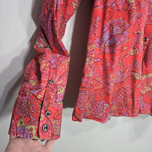 Land's End 18 No Iron Supima Colorful Floral Paisley Button Shirt - Picture 4 of 5